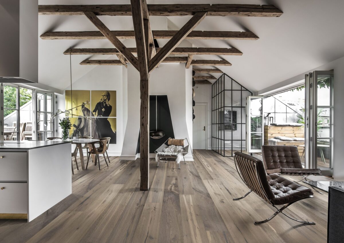 Decorated indoor room with Kahrs Oak Sture Prefinished Hardwood.