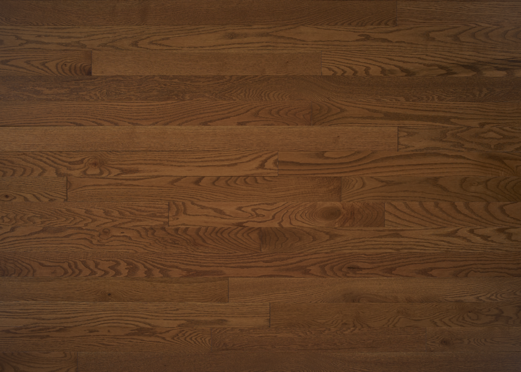 Close up of Appalachian Gunstock Red Oak Excel Prefinished Hardwood.