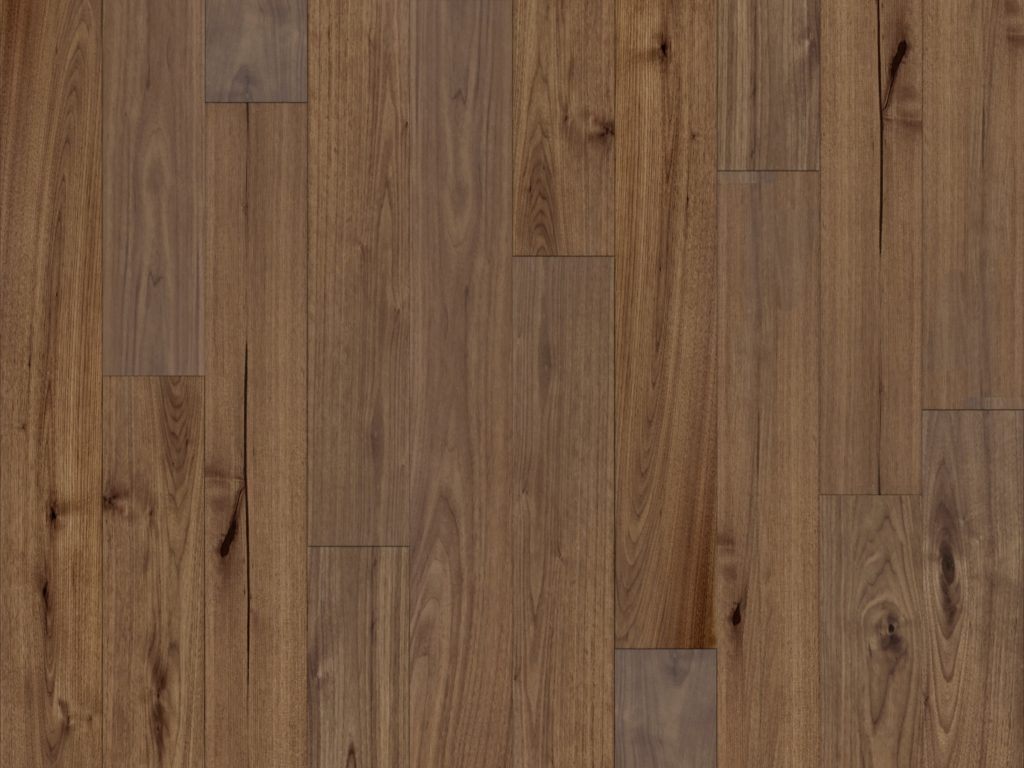 Close up of DuChateau American Walnut Prefinished Hardwood.