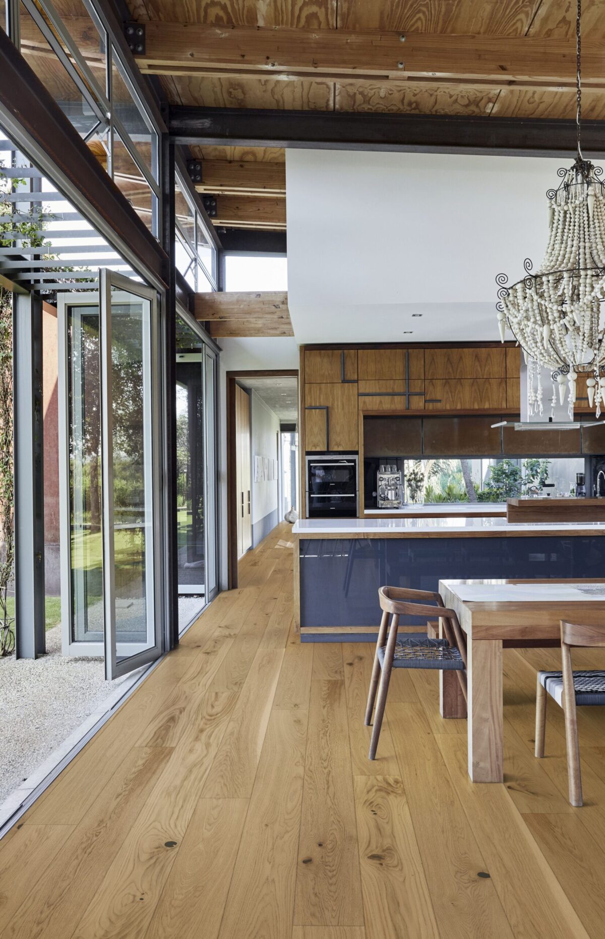 Decorated indoor space with Kahrs Oak Biscotti Prefinished Hardwood.