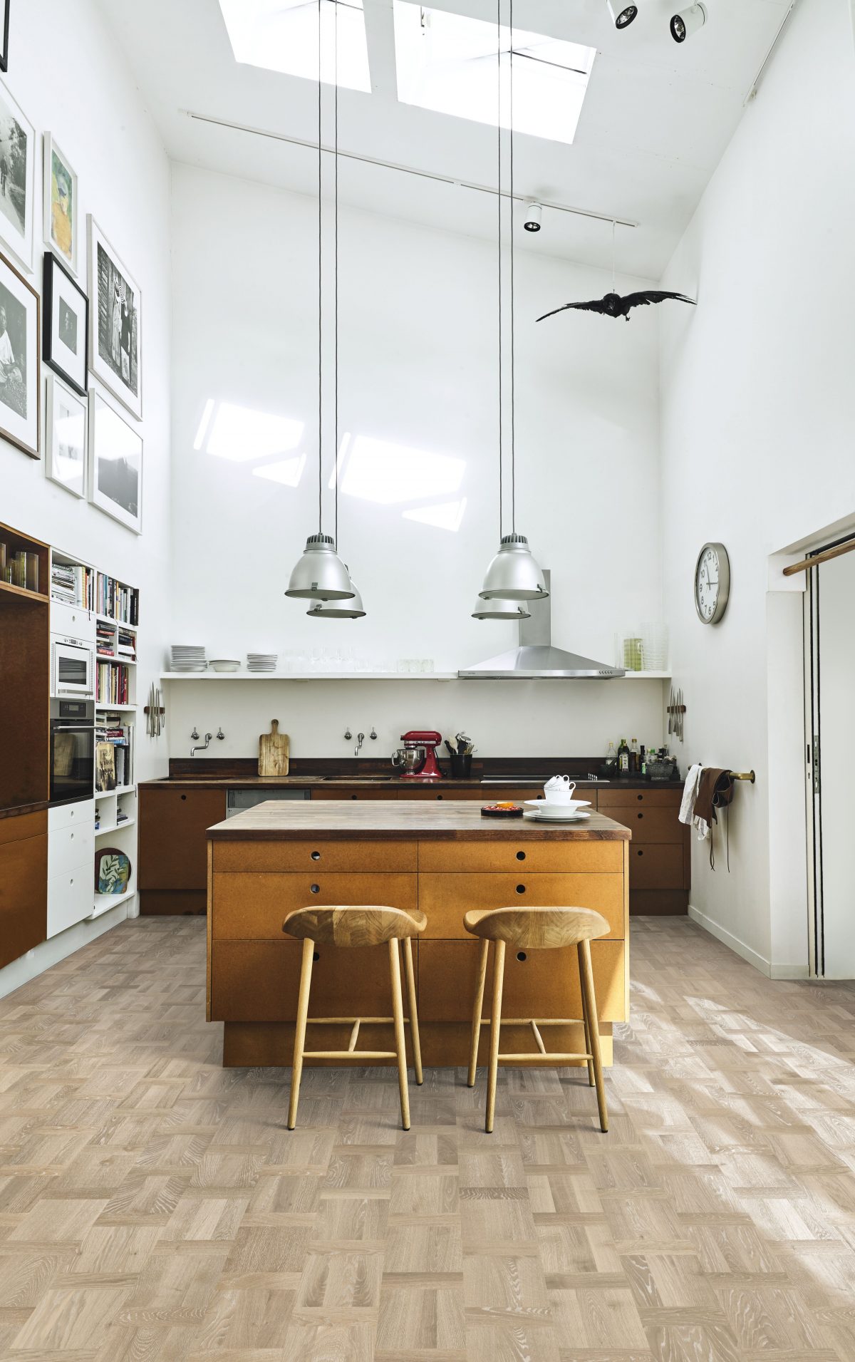 Decorated kitchen space with Kahrs Oak Palazzo Bianco Prefinished Hardwood.