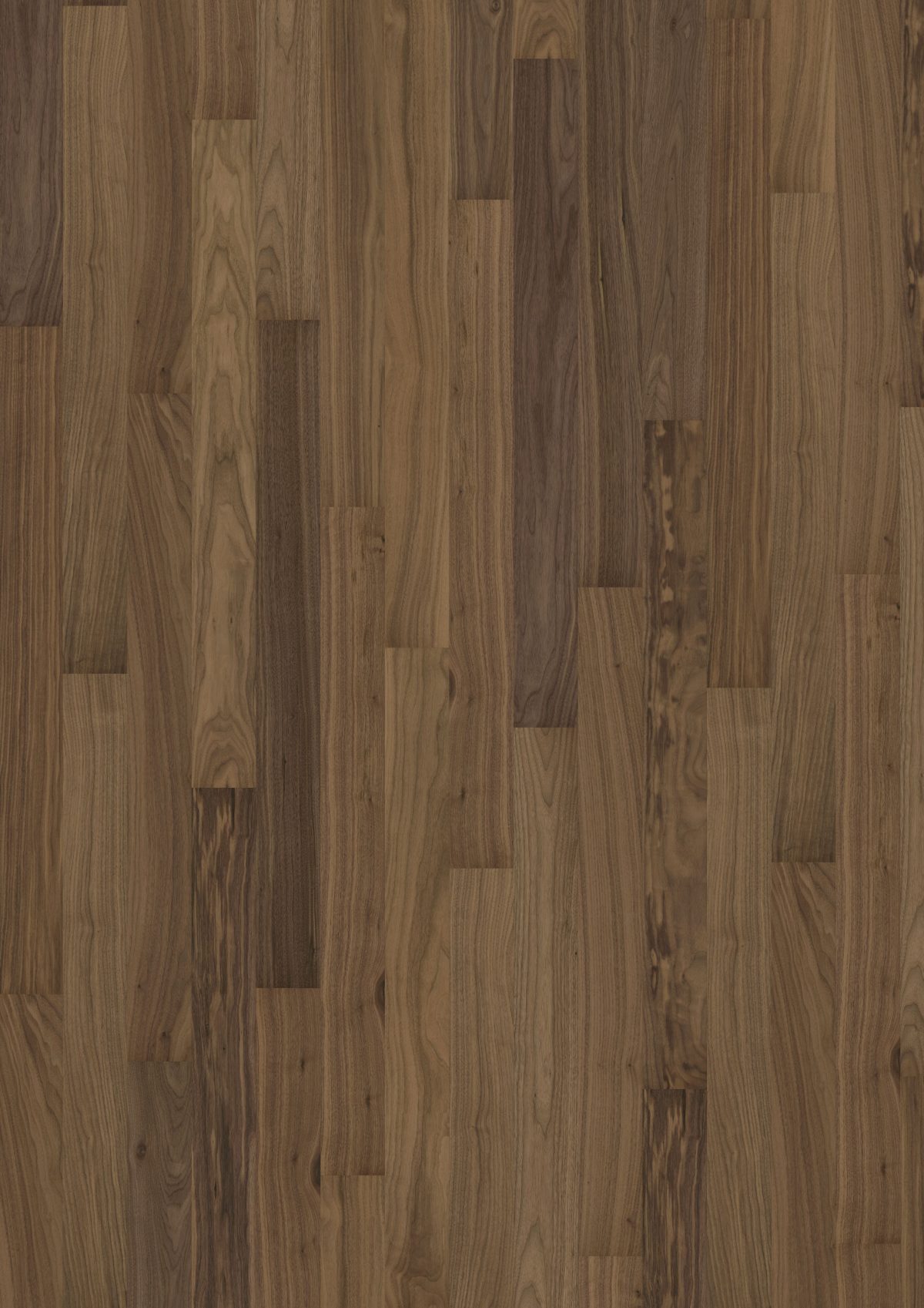 Close up of Kahrs Pure Walnut Narrow Prefinished Hardwood.