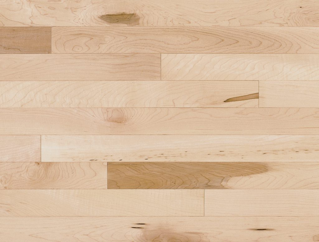 Close up of Mirage Maple Natural Character Exclusive Smooth Prefinished Hardwood.