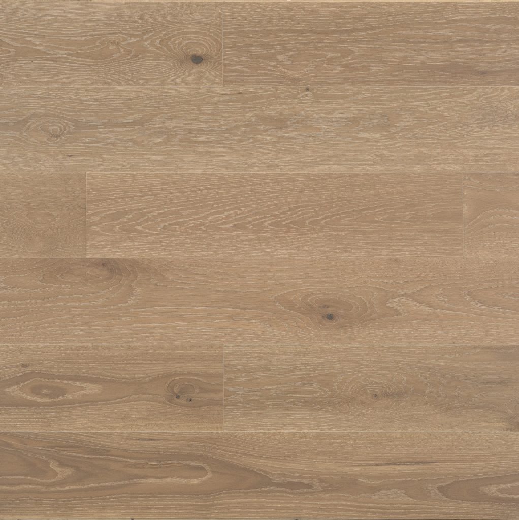 Close up of Mirage White Oak Hula Hoop Character Brushed Prefinished Hardwood.