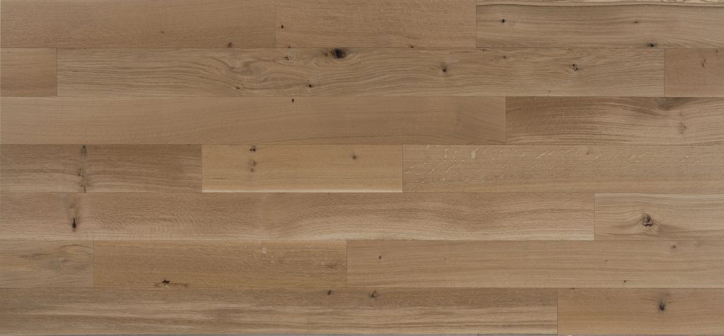 Close up of Mirage White Oak Natural R&Q Character Brushed Prefinished Hardwood.