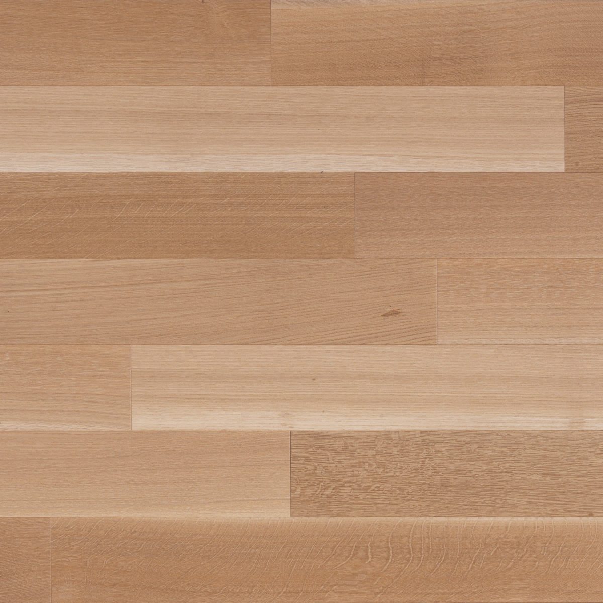 Close up of Mirage White Oak Natural R&Q Exclusive Brushed Prefinished Hardwood.