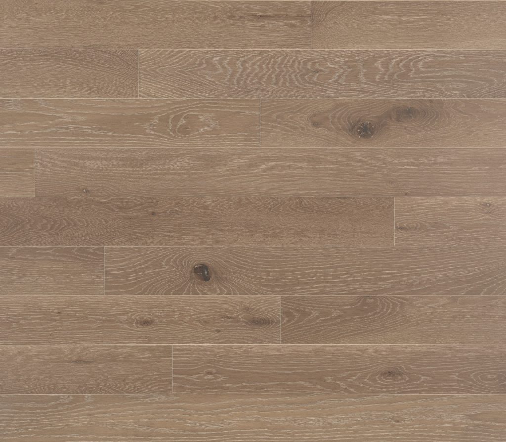 Close up of Mirage White Oak Sand Castle Character Brushed Prefinished Hardwood.