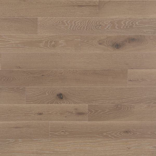 Close up of Mirage White Oak Sand Castle Character Brushed Prefinished Hardwood.