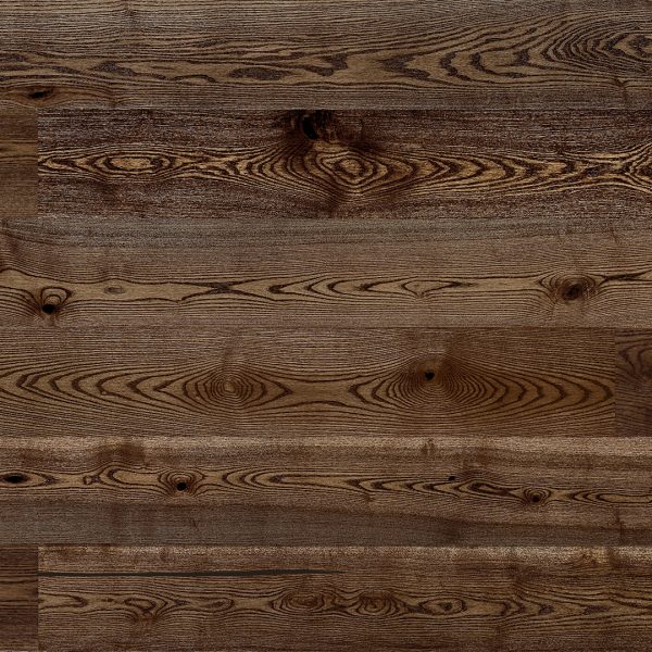 Close up of Barlinek Ash Coffee Prefinished Hardwood.