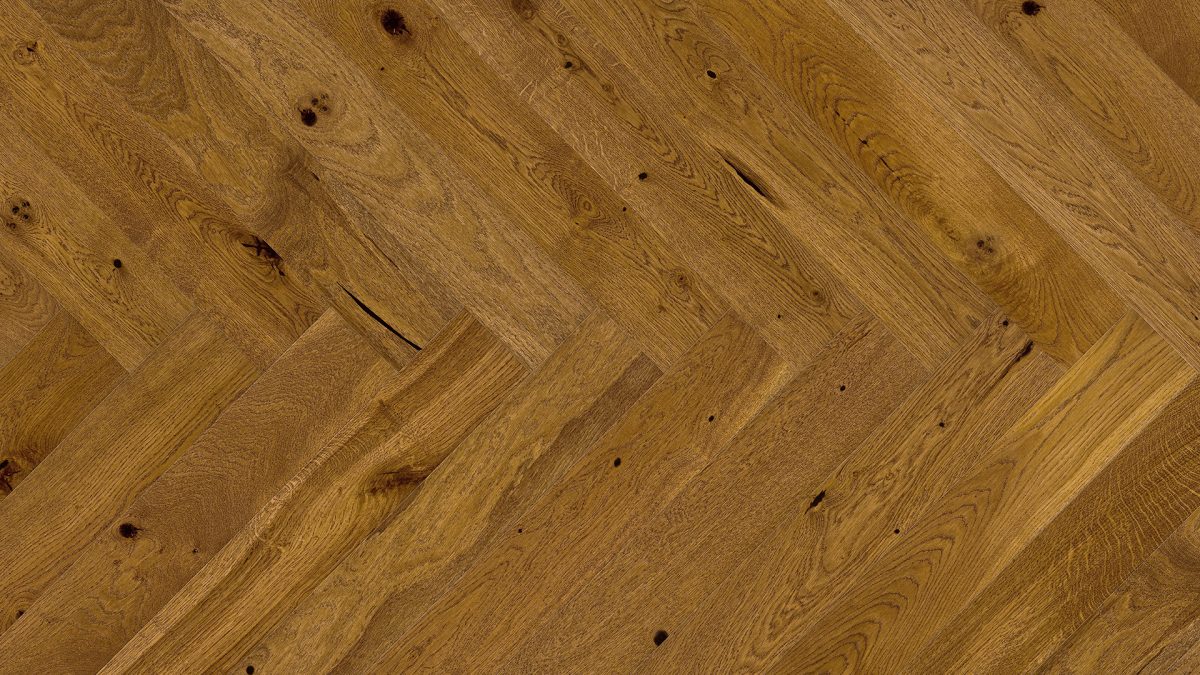 Close up of Barlinek Oak Brown Sugar Prefinished Hardwood.