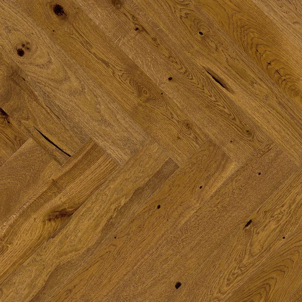 Close up of Barlinek Oak Brown Sugar Prefinished Hardwood.