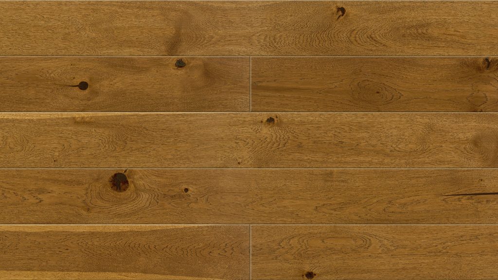 Close up of Barlinek Oak Cognac Prefinished Hardwood.