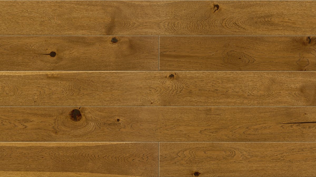 Close up of Barlinek Oak Cognac Prefinished Hardwood.