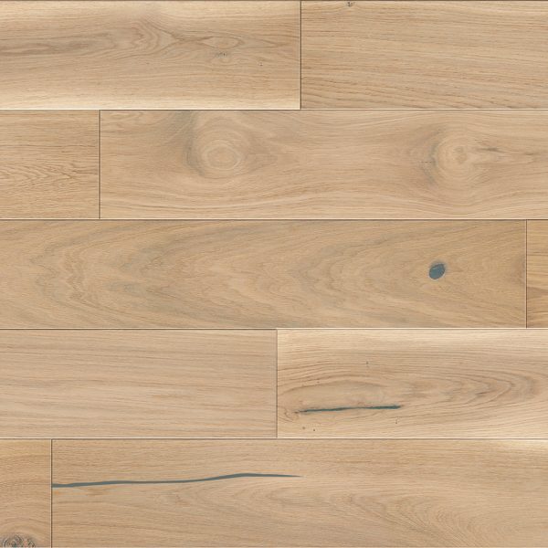 Close up of Barlinek Oak Latte Prefinished Hardwood.