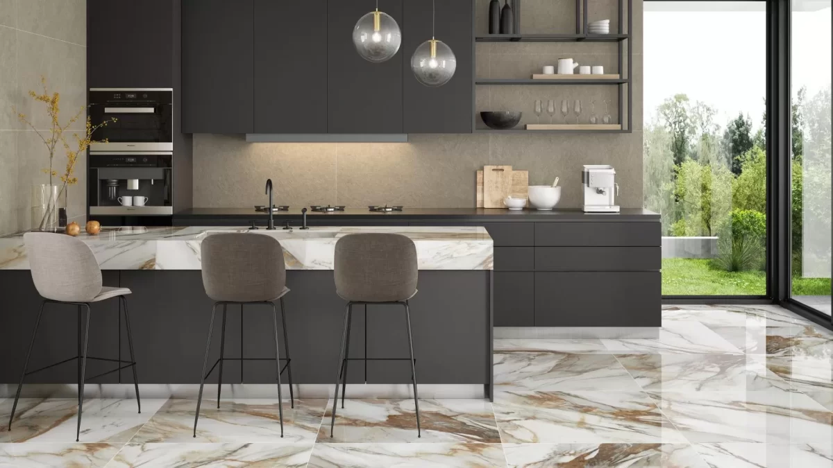 Decorated kitchen space with Pamesa Antic Pulido Tiles And Stone.