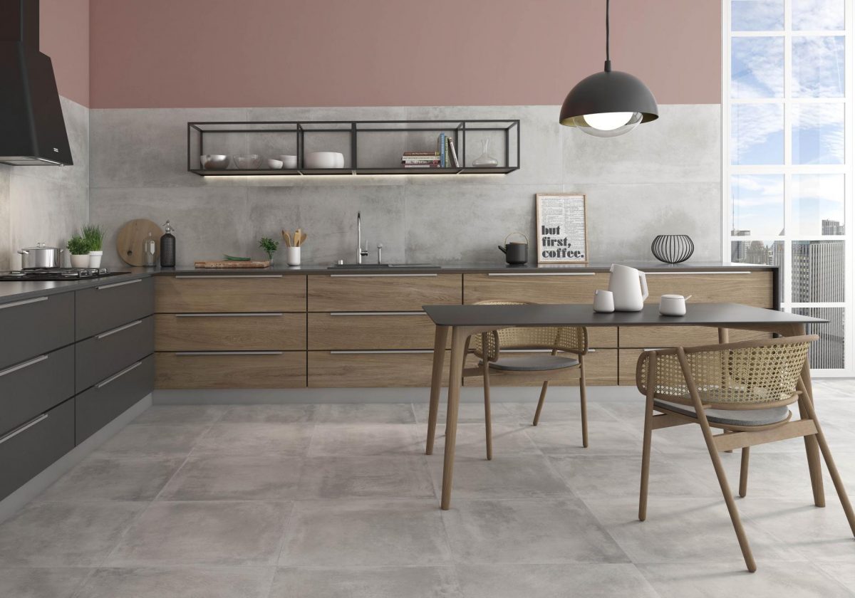 Decorated kitchen space with Pamesa Elite Gris Tiles And Stone.